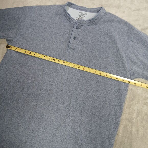LL Bean River Driver Shirt Mens XXL Henley Wool Traditional 2XL Blue Long Sleeve - Picture 5 of 7